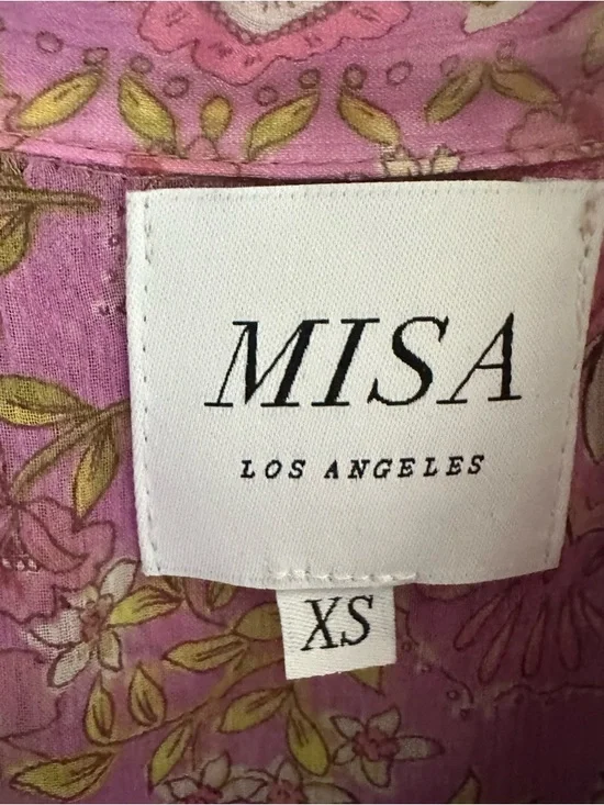 MISA Los Angeles Pink Floral Maxi Dress XS Oversized Boho Sheer Lightweight - Picture 7 of 7